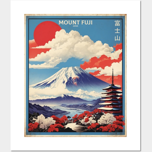 Mount Fuji Japan Vintage Poster Tourism Wall Art by TravelersGems